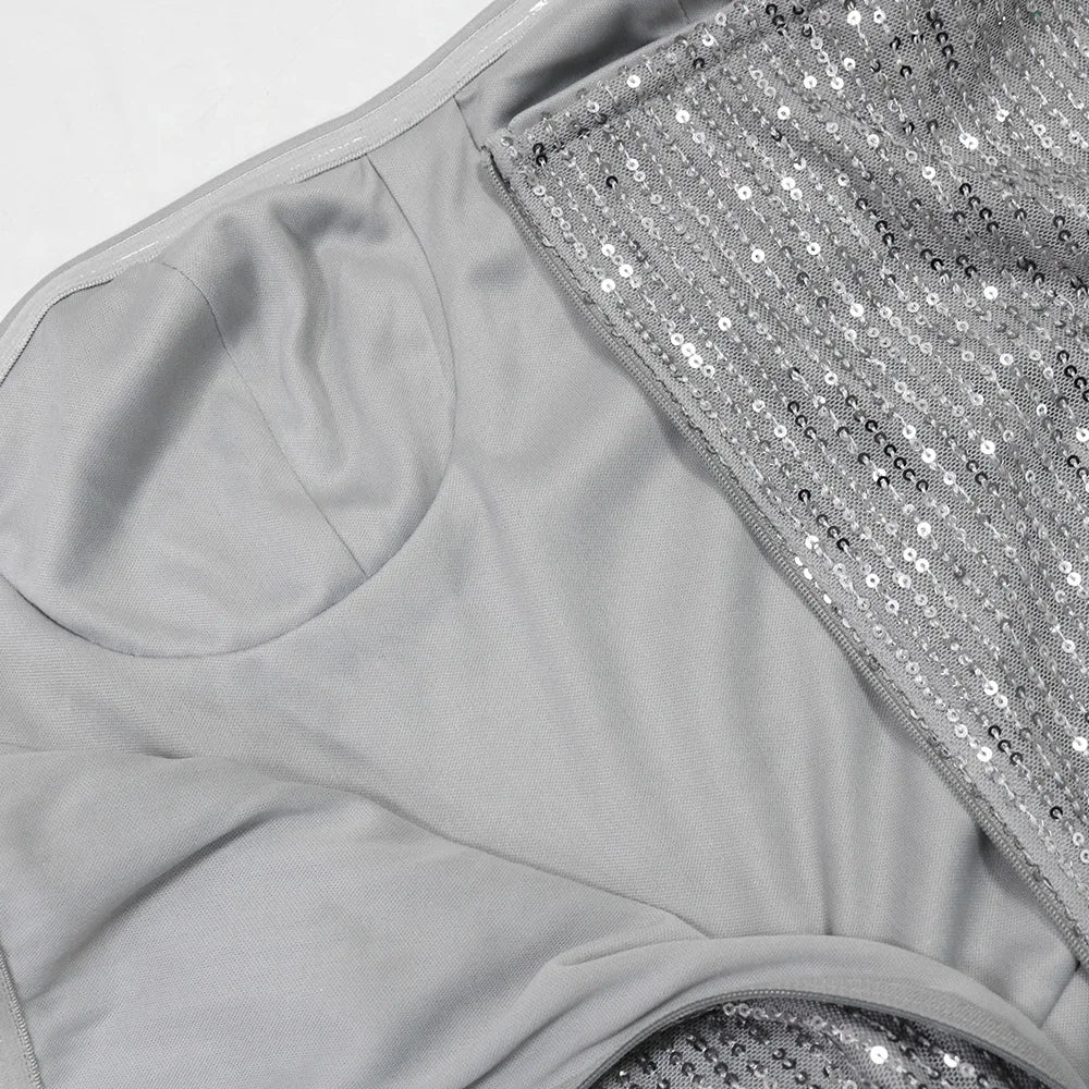 Strapless Sexy Sequin Dress Women Party Dresses Sleeveless Bodycon Vestidos Slim Night Club High Waist Knee Length Patchwork
