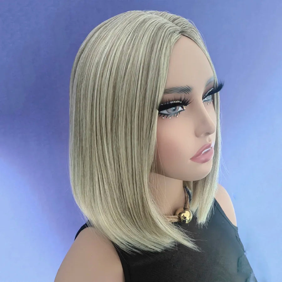 Blond mix Wig BoBo Head New Chemical Fiber Headgear Synthetic Wig Woman