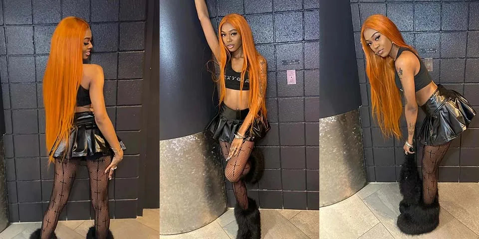 30 Inch Straight Orange Ginger Lace Front Wigs Human Hair 350 Colored Brazilian 360 HD Transparent Lace Frontal Wigs For Women