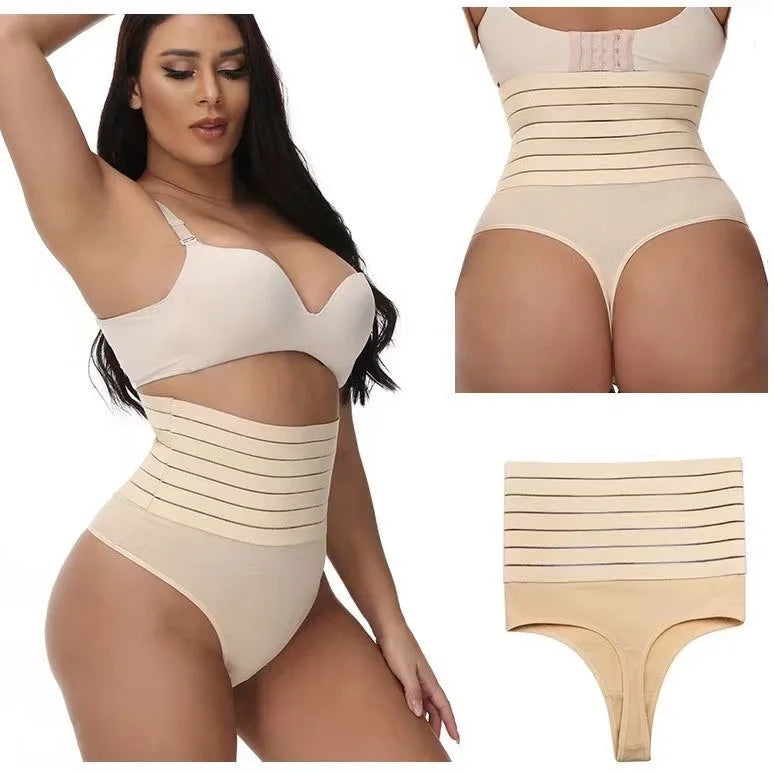 2Pcs High Waist Butt Lifter Women Thong Shaper Tummy Control Panties Shaping Underwear Waist Trainer Pulling Briefs Shapewear