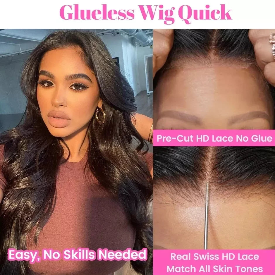 Ready to Wear 4x6 5x5 Pre Cut HD Lace Closure Glueless Wigs Human Hair Pre Plucked 36 Inch Brazilian Body Wave Lace Frontal Wigs