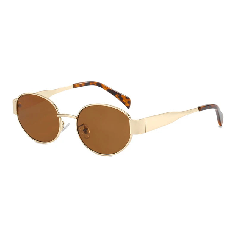 Retro Small Oval Sunglasses Men Women Luxury Metal Round Sun Glasses Male Classic Casual Driving Shades