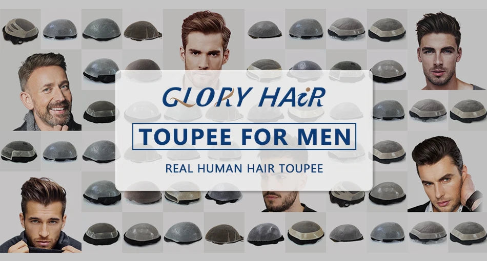 I Skin Hair Prosthesis 0.12 - 0.14 mm Indian Human Hair Multiple Sizes Toupee Men Fashion Wig Male