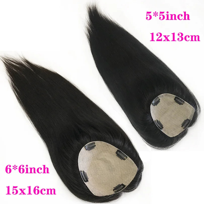 6x6 inch Injected Silk Skin Base Human Hair Women Topper Virgin European Hair Toupee Clips In Hairpiece Natural Scalp Top