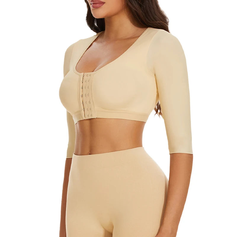 Upper Arm Shaper Sleeve Compression Top Women Push Up Breast Post Surgery Front Closure Bra Shapewear Back Support Cropped Tops