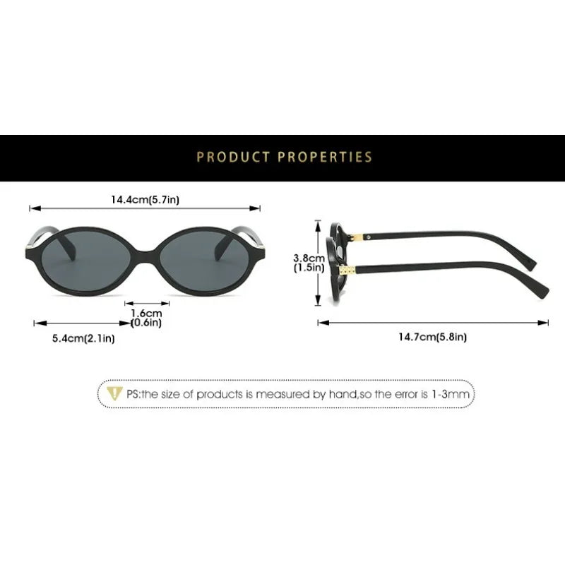 4PCS Fashion Korean Sweet Cool Spicy Girl Sunglasses for Women Men  Retro Oval Fashion Eyewear